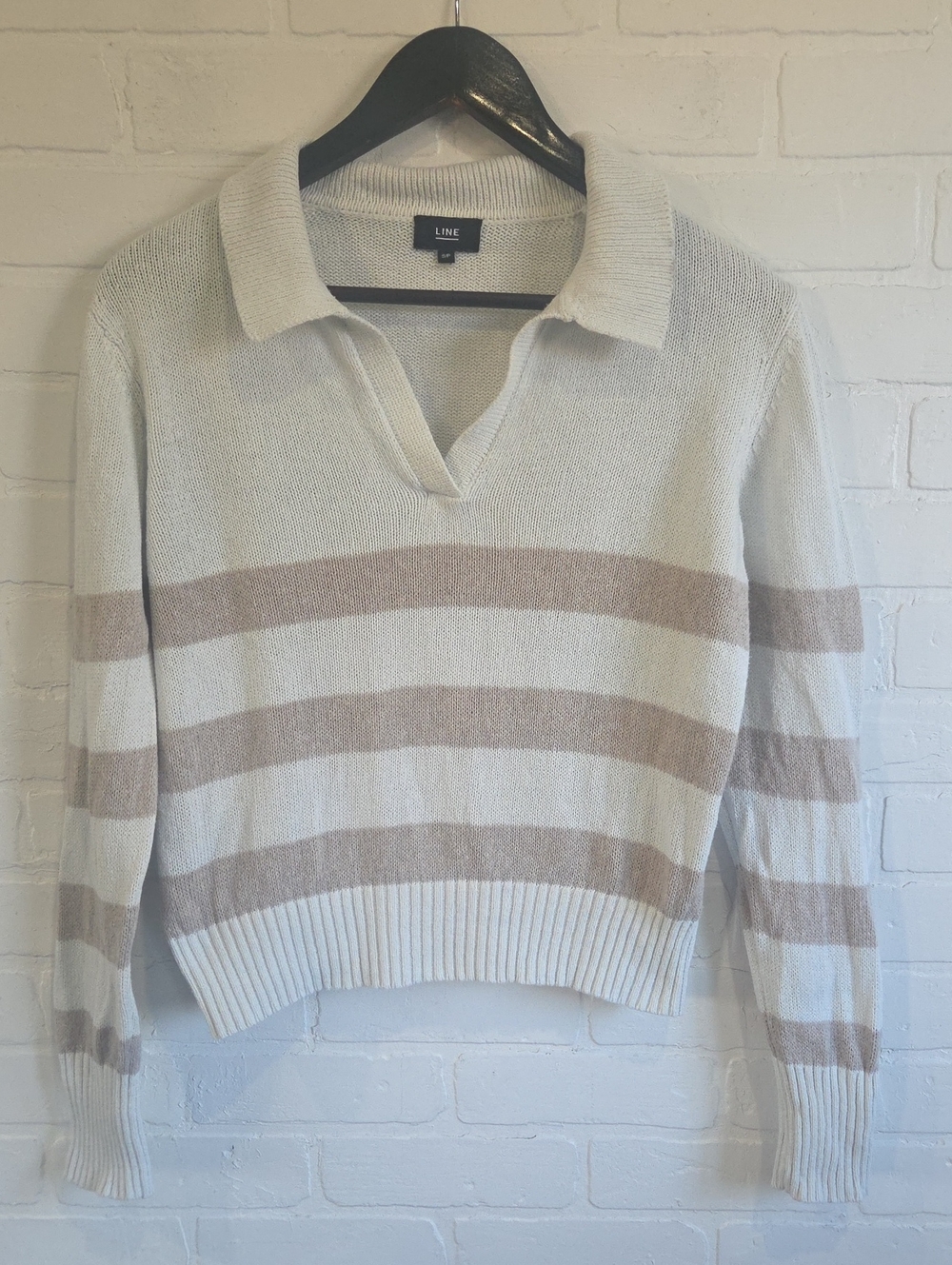 Line Cotton/linen Blend Collared Knit Sweater
